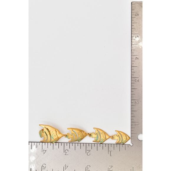 Givenchy Vintage Fish Clip On Earrings Brushed Gold Chunky Signed 1980s BinBF - Picture 12 of 12